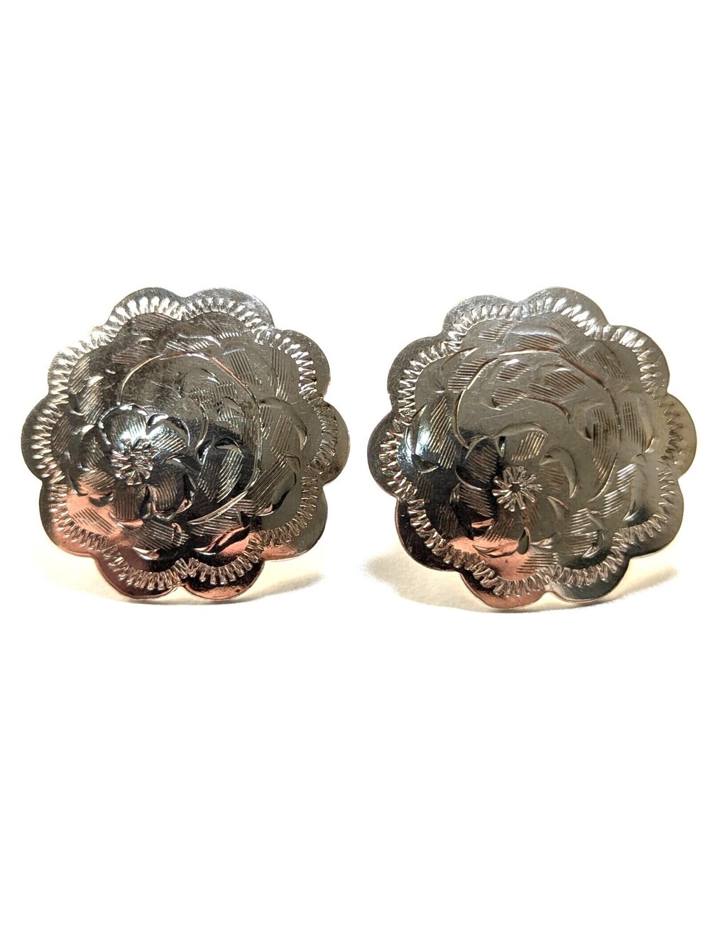 Sterling Silver - Vintage Burkhardt Birks 925 Engraved Floral Earrings 5.71g